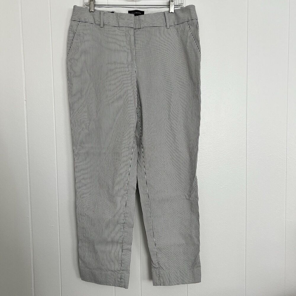Talbots "Hampshire Ankle" Pants Navy/White Stripe Coastal Classic Straight sz 12